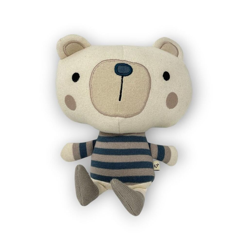 Viverano Frankie Bear Organic Fine Knit Stuffed Plush Animal Baby Toy Neutral